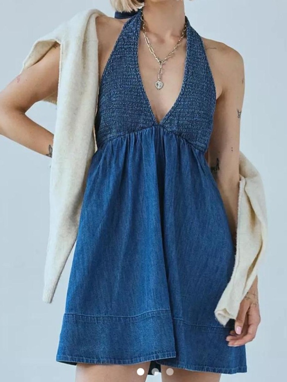 BDG Blue Denim Halter Mini Dress